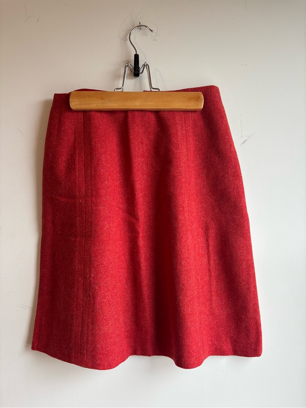 Red Wool Mini Skirt